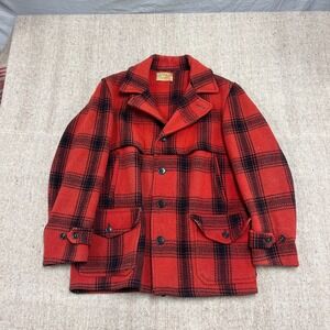 Vintage Green Bay Clothing Hunting Jacket‎ Mens Medium Red 1940s Plaid Wool